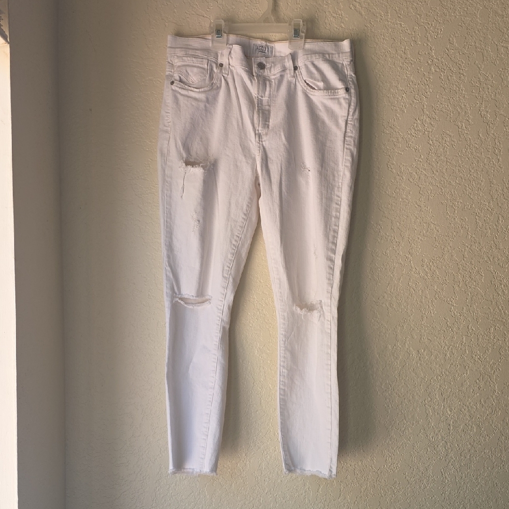 Agolde White Skinny Jeans Distressed Modern